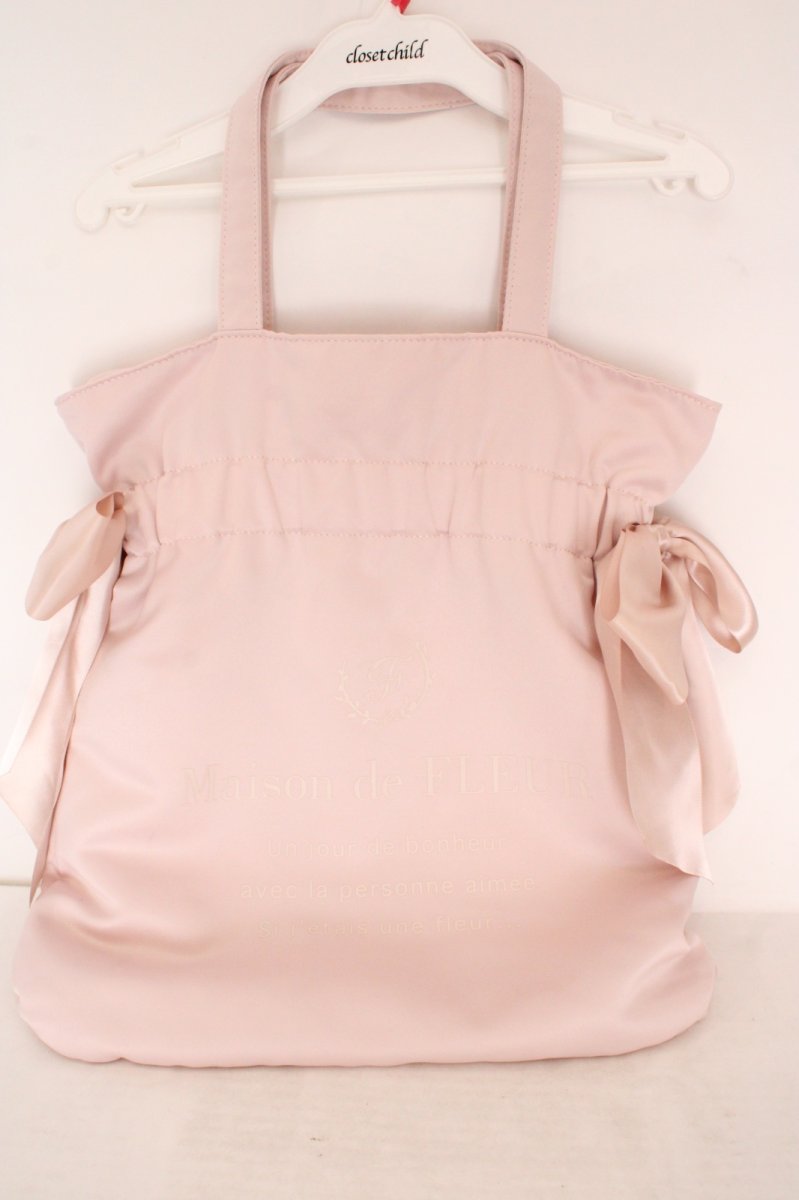 画像1: Maison de FLEUR / ダブルリボンギャザートートバッグ  ピンク O-26-06-14-078-LO-BG-IG-OS (1)