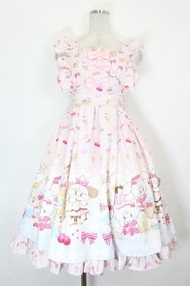 axes femme kawaii / ダイナーカフェジャンパースカート ピンク I-26