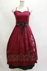 画像1: axes femme / チャイナ風刺繍キャミワンピース  ボルドーＸ黒 T-26-03-13-020-AX-OP-SA-ZH (1)