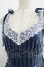 画像4: axes femme POETIQUE / ストライプベロアワンピース M ブルー O-26-06-23-034-AX-OP-OW-ZH (4)