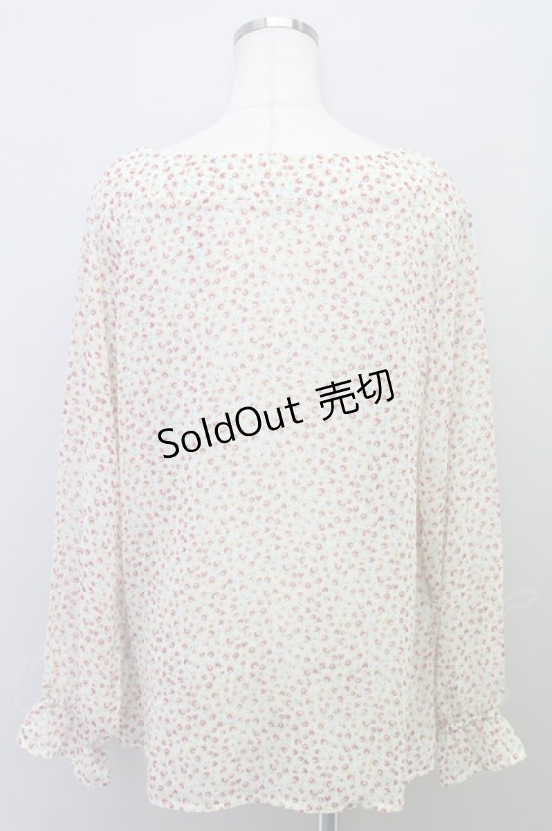 画像2: 【SALE】Ph Blue  / ミニミニ手書きお花シフォントップス I-22-03-24-4017-1-TO-LO-L-HD-ZT203 (2)