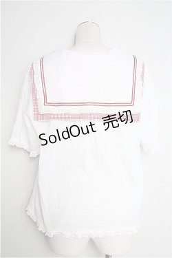 画像2: PINK HOUSE  / バスケットうさぎ刺繍セーラーブラウス I-23-7-2-29-LO-BL-HD-ZT277