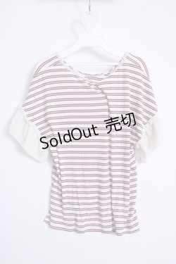 画像2: axes femme  / 袖口フリルボーダープルオーバー Y-22-07-16-110-1-TO-AX-L-SZ-ZT040