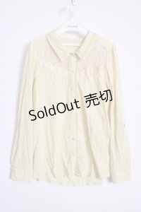 axes femme  / レース使いブラウス Y-22-07-23-045-1-TO-AX-L-AS-ZT248