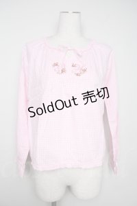 PINK HOUSE  / PH刺繍ギンガムチェックブラウス I-22-10-23-4-LO-BL-HD-ZT130