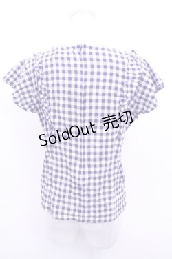 画像2: 【SALE】Fi.n.t  / ギンガムフリル袖プルオーバーブラウス Y-23-03-21-021-1-BL-CA-L-SZ-ZT281