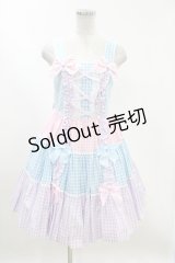 Angelic Pretty  / ギンガム配色肩リボンジャンパースカート H-23-08-17-4005h-1-OP-AP-L-NS-ZH-R