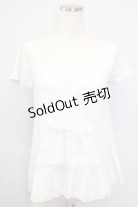 Ank Rouge  / レース&シフォンフリル切替半袖カットソー I-23-09-03-4014-1-TO-LO-L-HD-ZT075