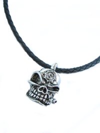 【新品】スカルレザーネックレス(necklace) NE_008_B103【通信販売専用商品】