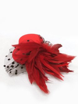 画像2: 【新品】羽根ミニハット（赤） HA_207_B131