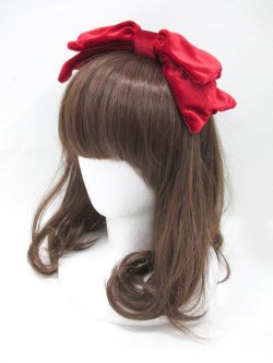 画像1: 【新品】 ベロアリボンカチューシャ(赤) HA_57_B131