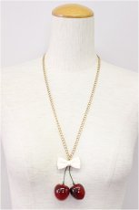 画像3: 【新品】リボンチェリーネックレスホワイトリボン k_nl_0507_38_b129【通信販売専用商品】 (3)
