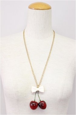 画像3: 【新品】リボンチェリーネックレスホワイトリボン k_nl_0507_38_b129