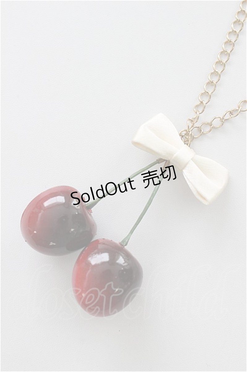 画像1: 【新品】リボンチェリーネックレスホワイトリボン k_nl_0507_38_b129【通信販売専用商品】 (1)
