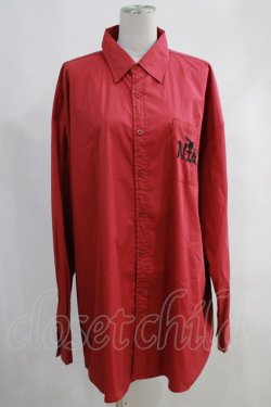 画像1: NieR Clothing / 刺繍長袖シャツ  赤 H-23-11-12-057-PU-BL-KB-ZT236