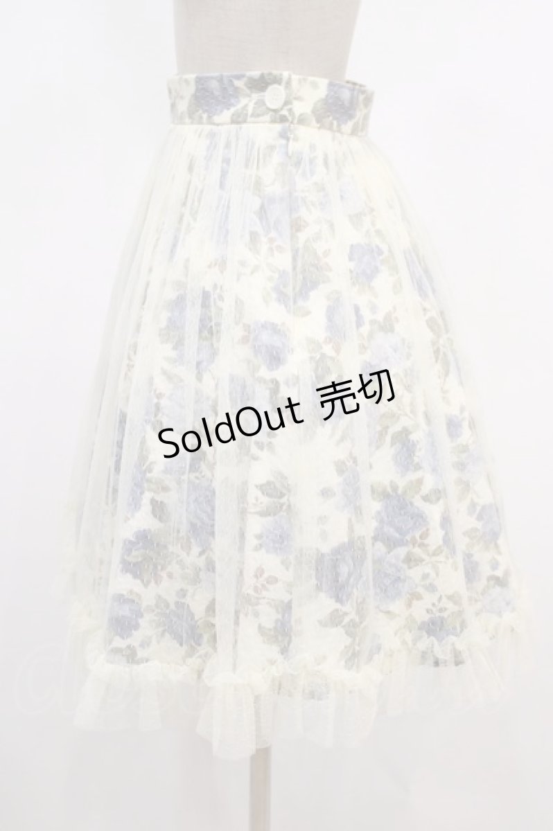 画像2: Moi-meme-Moitie / チュールローズスカート  オフ×ブルーローズ H-23-11-24-1014-MO-SK-KB-ZH (2)