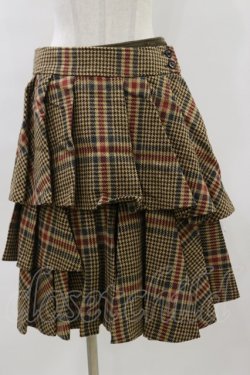 画像1: Jane Marple / グレンチェックツイードとドビーコールのスカート  茶 H-23-12-11-050-JM-SK-KB-ZT017