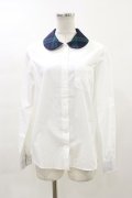 Jane Marple / チェックカラーのシャツブラウス  白×グリーンチェック H-23-12-11-033-JM-BL-KB-ZT011