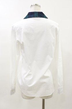 画像2: Jane Marple / チェックカラーのシャツブラウス  白×グリーンチェック H-23-12-11-033-JM-BL-KB-ZT011