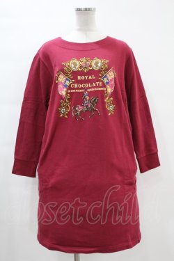 画像1: Jane Marple / Royal chocolate EMB sweatshirt dress  ボルドー H-23-12-24-010-JM-OP-KB-ZT158