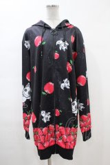 NieR Clothing / 総柄ZIPパーカー  黒 H-24-01-11-1061-PU-TO-KB-ZT120