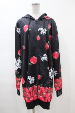 画像1: NieR Clothing / 総柄ZIPパーカー  黒 H-24-01-11-1061-PU-TO-KB-ZT120