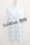 NieR Clothing / 総柄半袖プルパーカー  サックス H-24-01-12-034-PU-TO-KB-ZT384