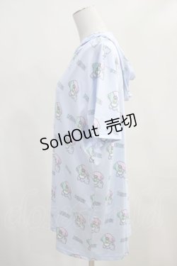画像2: NieR Clothing / 総柄半袖プルパーカー  サックス H-24-01-12-034-PU-TO-KB-ZT384
