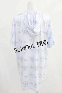 画像3: NieR Clothing / 総柄半袖プルパーカー  サックス H-24-01-12-034-PU-TO-KB-ZT384
