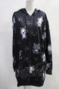 NieR Clothing / 総柄ZIPパーカー  黒 H-24-01-12-025-PU-TO-KB-ZT098