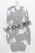 NieR Clothing / 総柄ZIPパーカー  黒 H-24-01-12-026-PU-TO-KB-ZT098