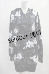 NieR Clothing / 総柄ZIPパーカー  黒 H-24-01-12-026-PU-TO-KB-ZT098