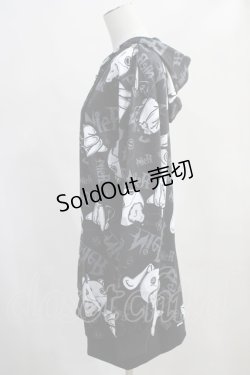 画像2: NieR Clothing / 総柄ZIPパーカー  黒 H-24-01-12-026-PU-TO-KB-ZT098