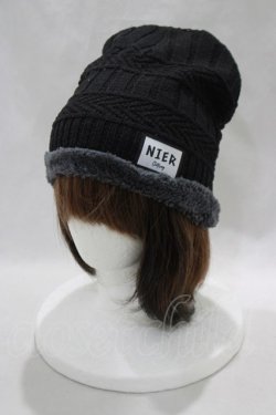 画像1: NieR Clothing / ニットキャップ  黒×グレー H-24-01-23-060-PU-AC-KB-ZT168