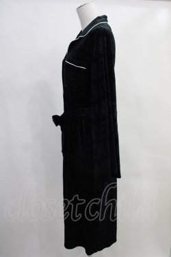 画像2: NieR Clothing / 3POCKET 111CM LONG UNISEXベロアルームウェア  黒 H-24-01-27-036-PU-TO-KB-ZT001