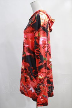画像2: NieR Clothing / 総柄プルパーカー  黒×赤 H-24-01-31-1025-PU-TO-KB-ZT397