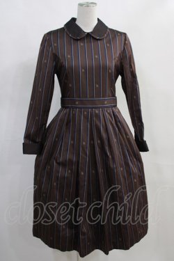 画像1: Jane Marple / Regimental stripeのコレットドレス  ブラウン H-24-02-07-1008-JM-OP-KB-ZT001