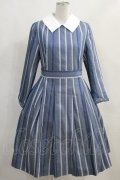 Jane Marple / Ribbon stripe jacquardのパプリックドレス  ブルーグレー H-24-02-07-1012-JM-OP-KB-ZT113