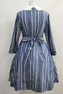 画像3: Jane Marple / Ribbon stripe jacquardのパプリックドレス  ブルーグレー H-24-02-07-1012-JM-OP-KB-ZT113