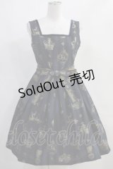 Jane Marple / ロイヤルストライプのスクエアドレス M ネイビー H-24-02-07-1015-JM-OP-SK-ZT096