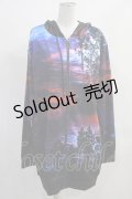 NieR Clothing / 総柄ZIPパーカー  黒×赤×青 H-24-02-08-033-PU-TO-KB-ZT180