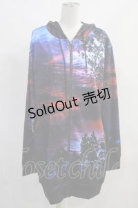 NieR Clothing / 総柄ZIPパーカー  黒×赤×青 H-24-02-08-033-PU-TO-KB-ZT180