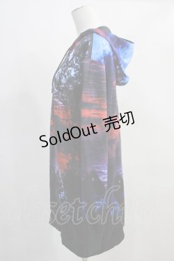画像2: NieR Clothing / 総柄ZIPパーカー  黒×赤×青 H-24-02-08-033-PU-TO-KB-ZT180