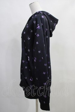 画像2: NieR Clothing / 総柄ZIPパーカー  黒×紫 H-24-02-08-034-PU-TO-KB-ZT179