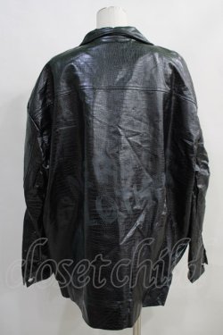 画像3: NieR Clothing / MEN'Sフェイククロコレザージャケット  黒 H-24-02-08-041-PU-JA-KB-ZT211