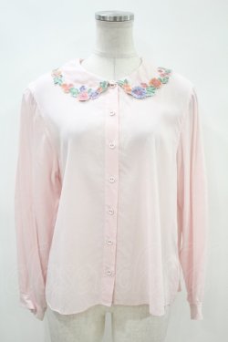 画像1: Jane Marple / Flower embroidery collar blouse  ピンク H-24-02-26-1007-JM-BL-KB-ZH