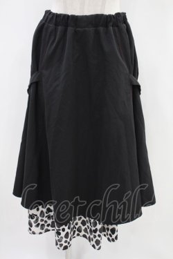 画像1: NieR Clothing / 裾柄ロングスカート  黒 H-24-03-09-049-PU-SK-KB-ZH