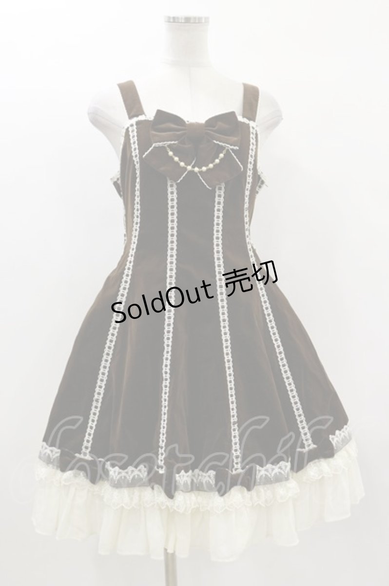 画像1: Angelic Pretty / エレガント別珍鳥籠ジャンパースカート Free ブラウン H-24-03-16-1092-AP-OP-NS-ZH (1)