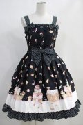 Angelic Pretty / お菓子の国シャーリングジャンパースカート Free ブラック H-24-03-20-021-AP-OP-NS-ZH
