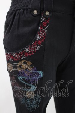 画像3: Ozz oneste / 和チャイナプリント刺繍パンツ  黒 H-24-04-03-1043-OO-PA-KB-ZH